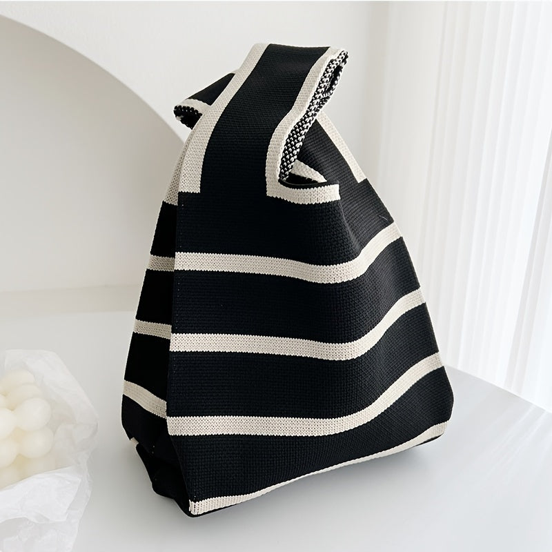 Checkerboard Tote Bag Casual Knit Handbag for Travel Gym & Outdoor Sports