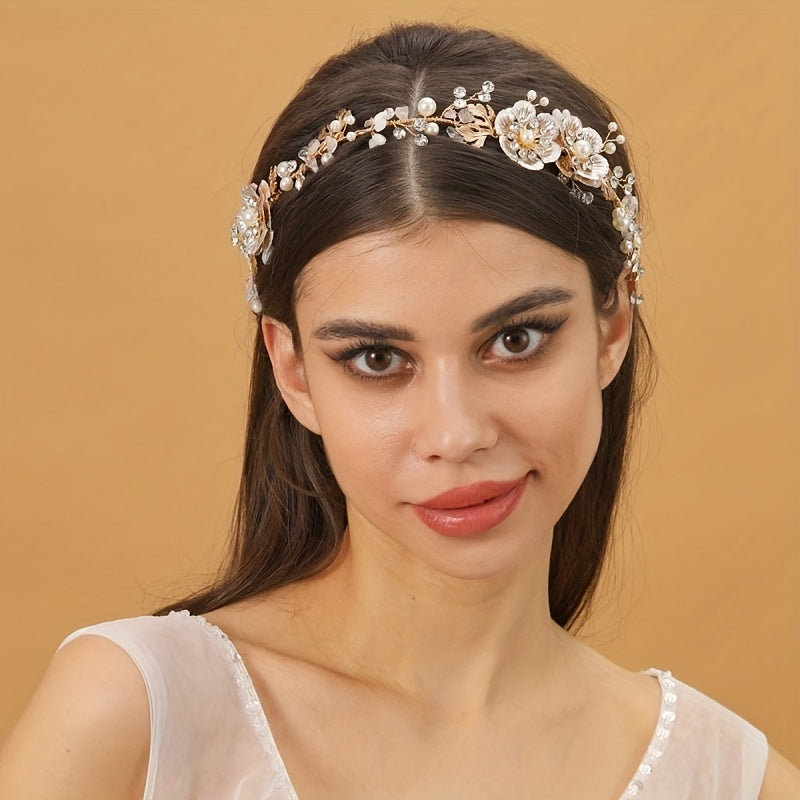 Faux Pearl Flower Bridal Headband Wedding Hair Accessories Jewelry