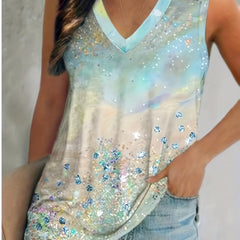 Marble Print V Neck Tank Top