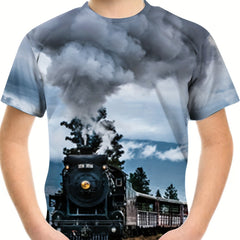 Boy's 3D Train Graphic T shirt Casual Tee Kid's Clothing