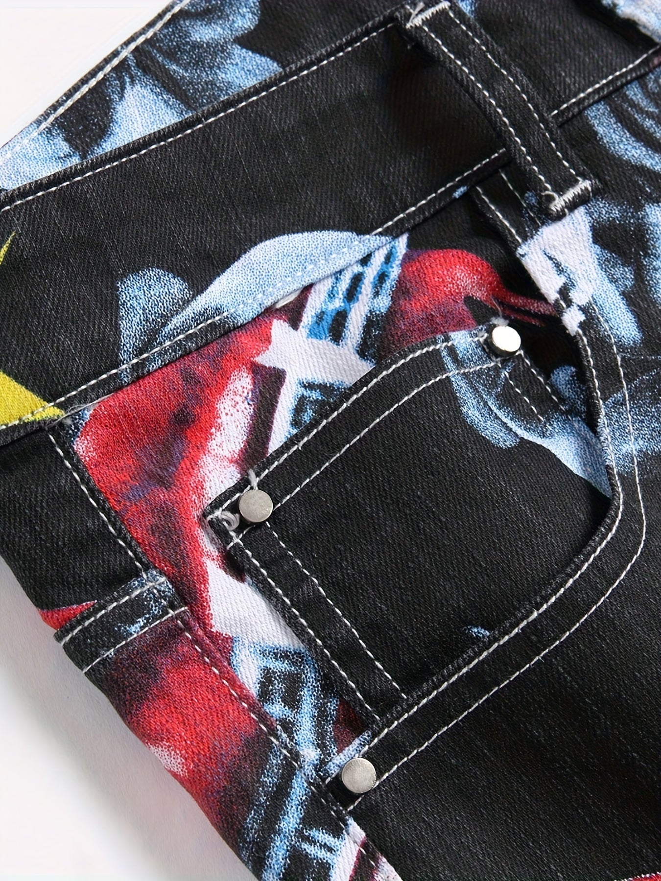 Boys Skull Graffiti Slim Jeans Denim Pants