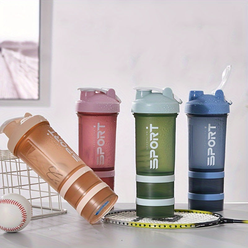473ml Protein Shaker Bottle with 2 Compartment Boxes & Stirring Ball
