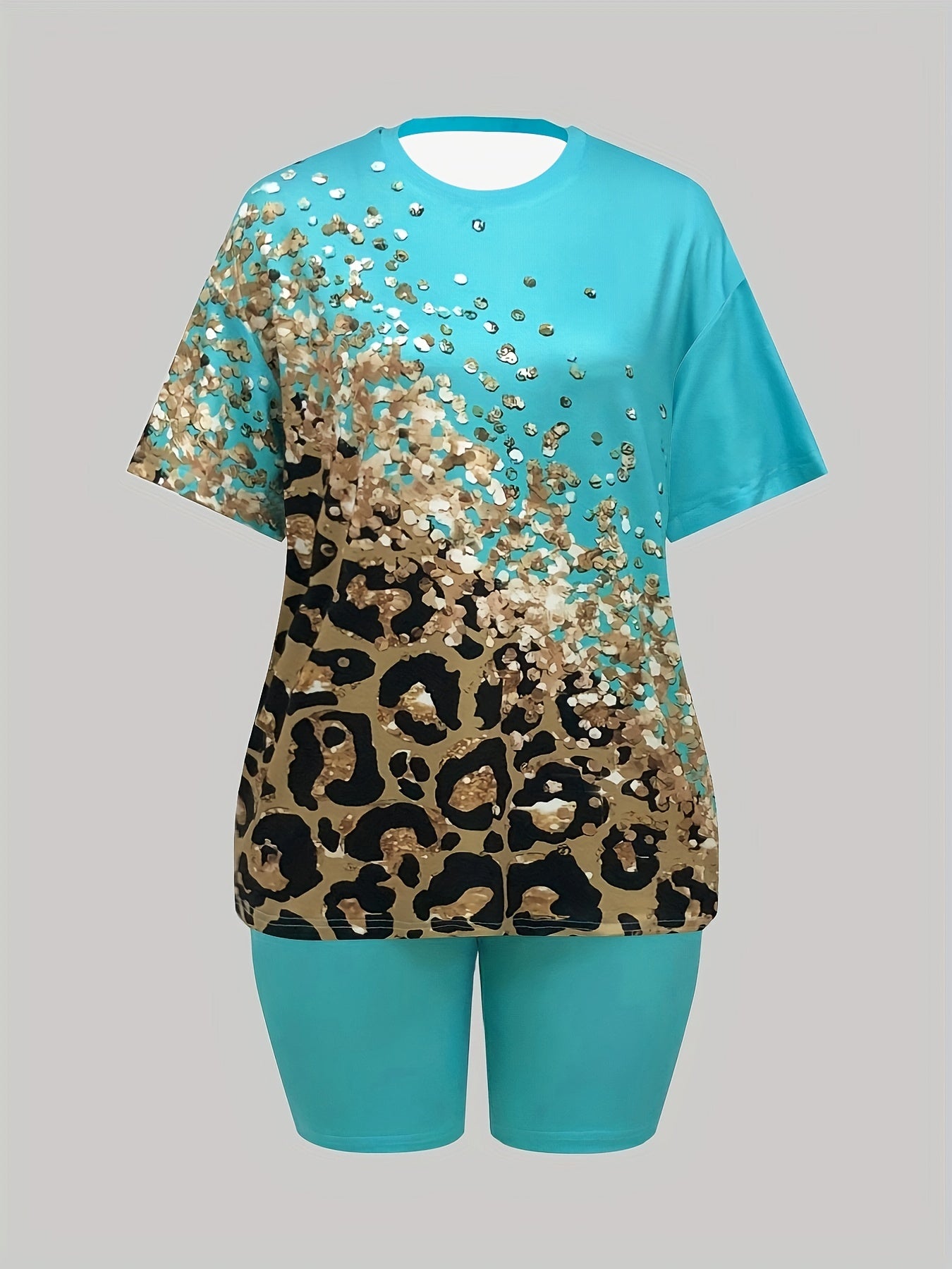 Faith Print Tee & Shorts Set Casual 2pcs Outfits Women's Clothing