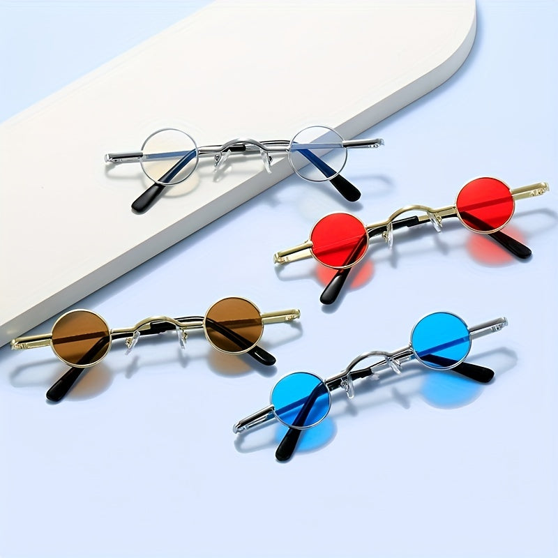 Y2K Round Tinted Sunglasses Steampunk Metal Glasses UV400