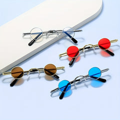 Y2K Round Tinted Sunglasses Steampunk Metal Glasses UV400