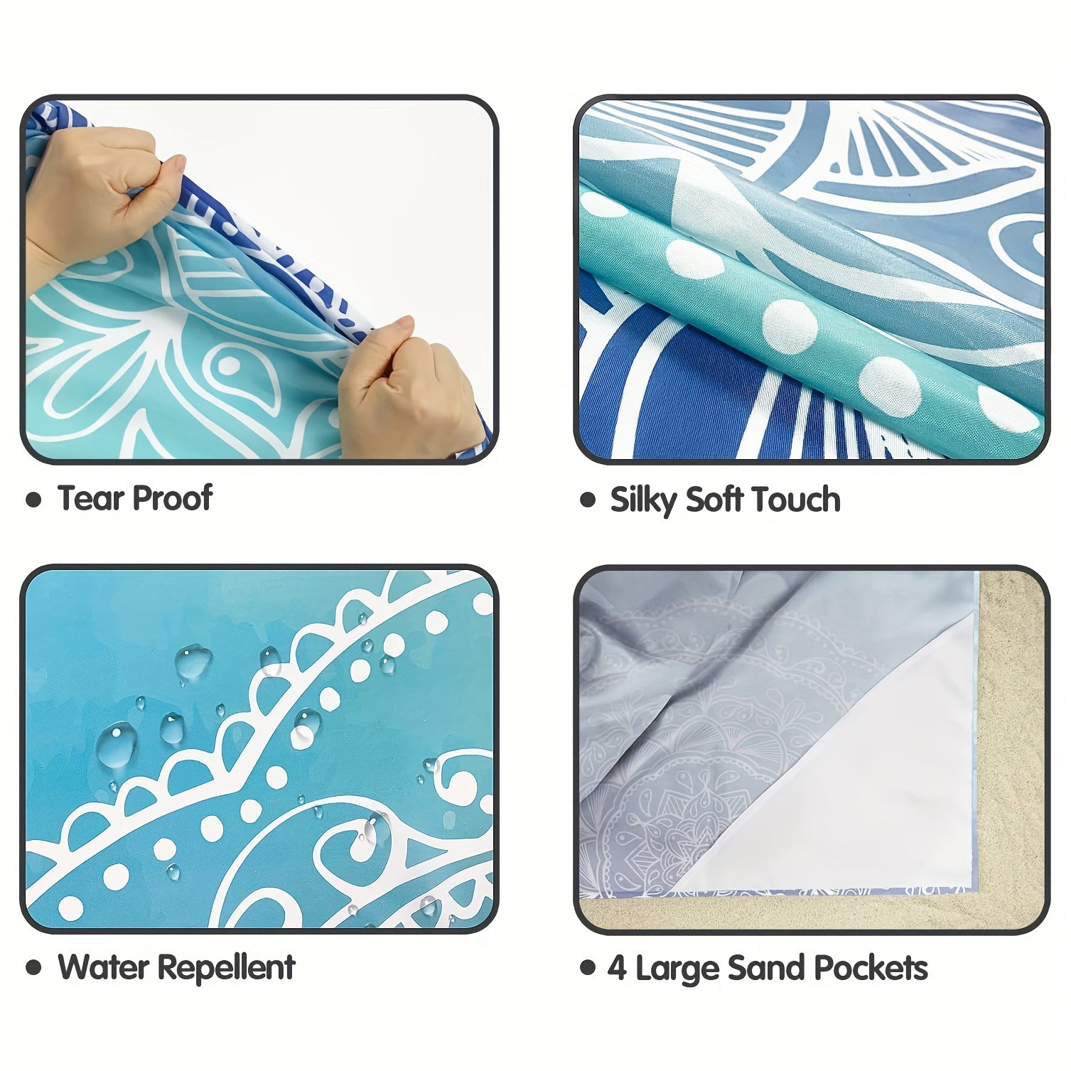 Oversized Waterproof Beach Mat 4-6 Adults Lightweight Picnic Blanket