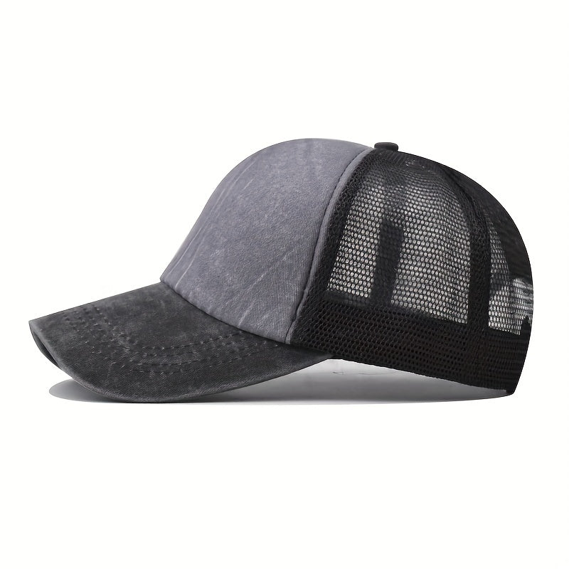 Snapback Trucker Hat Block Grid Baseball Cap Unisex Vintage Peaked Cap Dad Hat