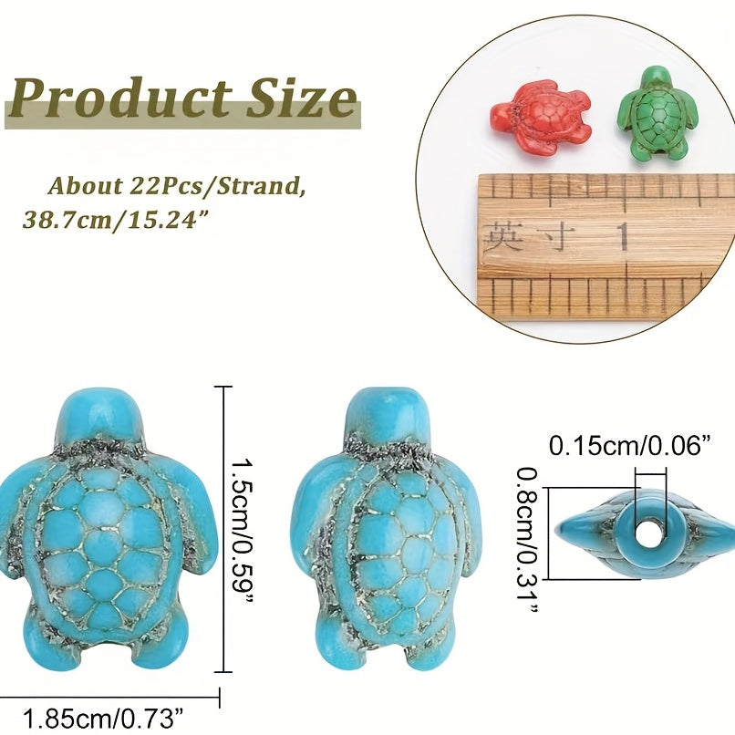 22 Pcs Turquoise Turtle Beads for DIY Jewelry Making