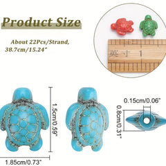22 Pcs Turquoise Turtle Beads for DIY Jewelry Making