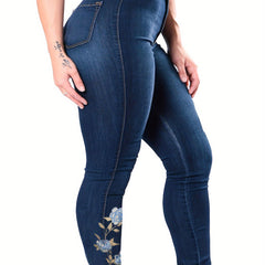 Women's Plus Floral Embroidery Skinny Jeans