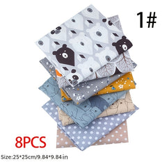 8pcs Jungle Animal Printed Cotton Patchwork DIY Sewing Material