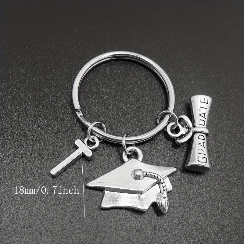 Graduation Hat Keychain Metal Key Ring Purse Backpack Car Charm Souvenir Gift