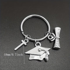 Graduation Hat Keychain Metal Key Ring Purse Backpack Car Charm Souvenir Gift