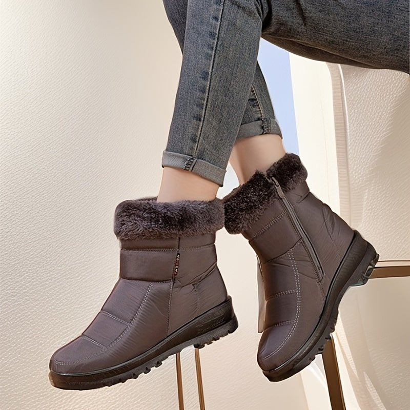 Women's Side Zip Snow Boots Plush Inner Thermal Ankle Boots Non Slip