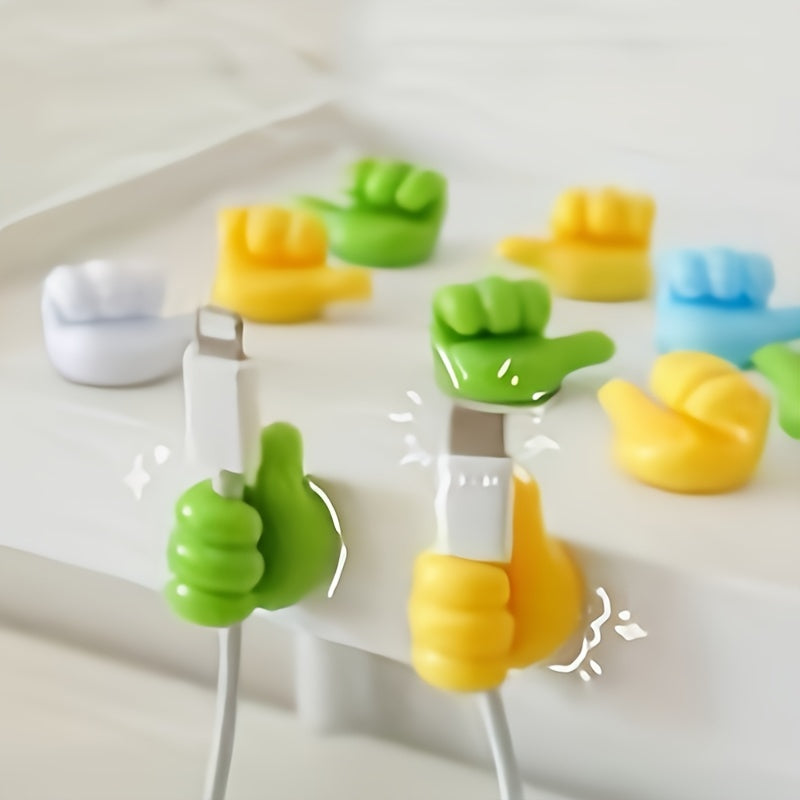 10pcs PVC Thumb Wall Hooks Funny Cord Holders For Cables