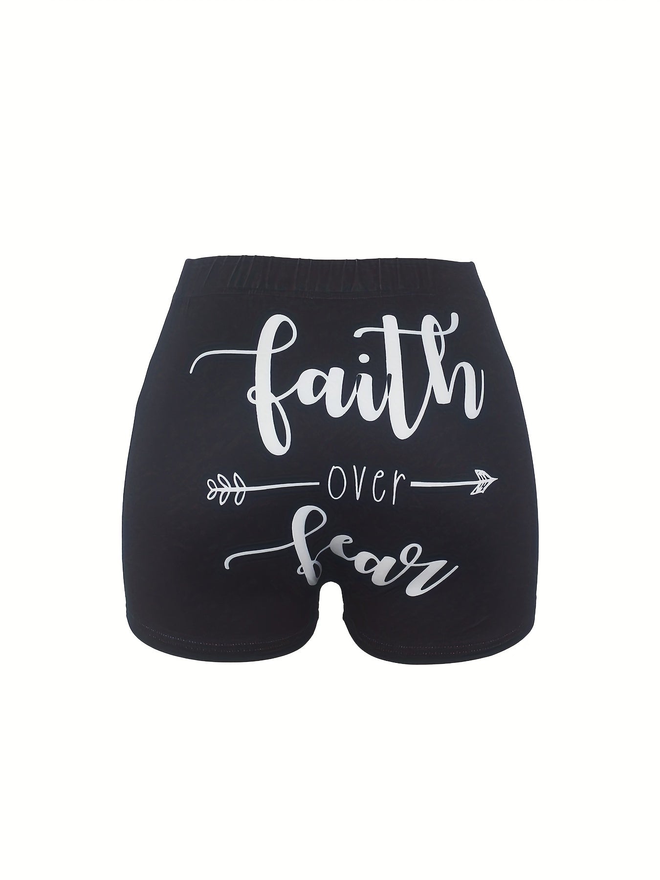 Faith Print Skinny Shorts Women's Casual Shorts