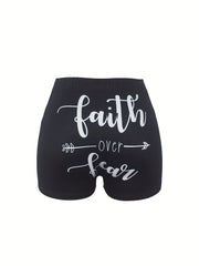 Faith Print Skinny Shorts Women's Casual Shorts