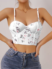 Floral Print Cami Crop Top Backless Bra