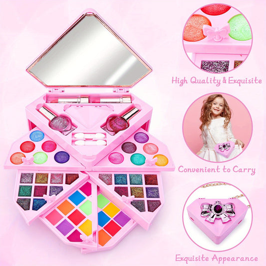 Girls Washable Makeup Kit in Pink Crystal Case - Perfect Princess Gift