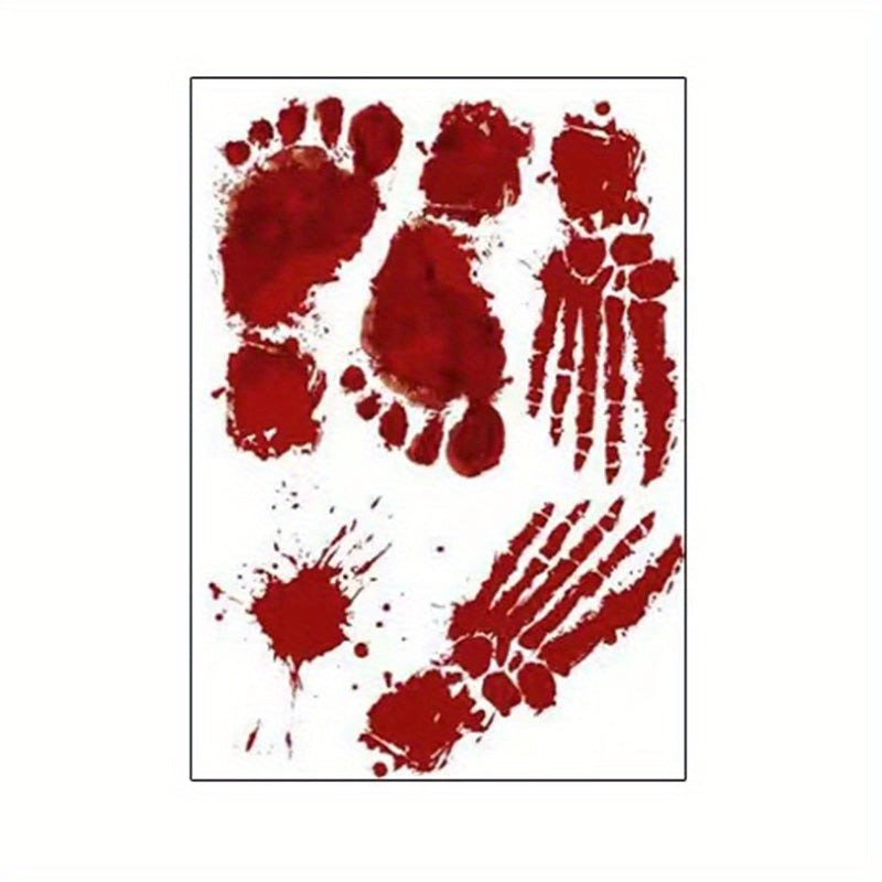 Halloween Wall Stickers Blood Handprint Footprint Bat Window Stickers