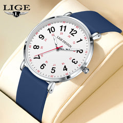 LIGE Quartz Watch Luminous Ultra thin Dial Three pin Silicone Tape Watch