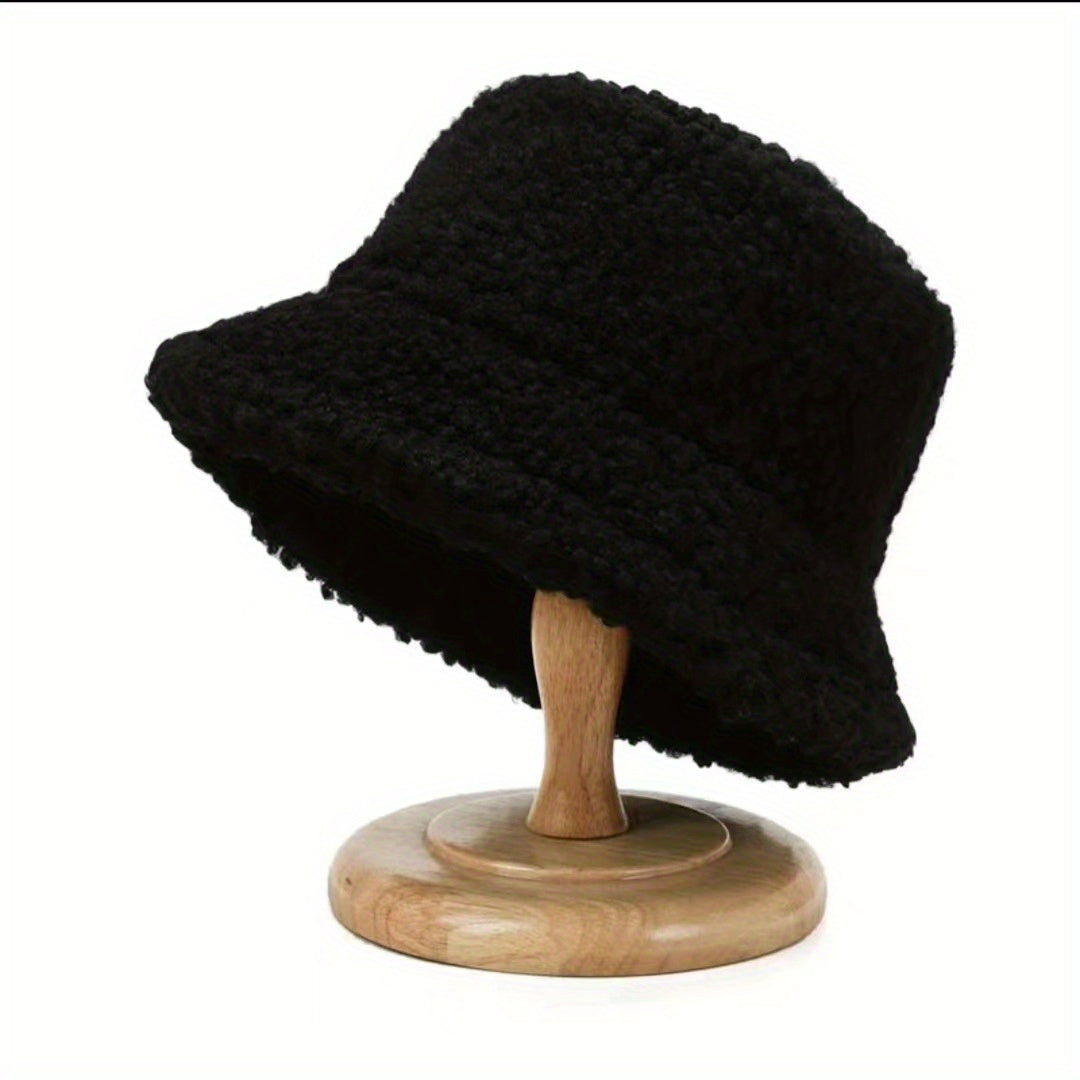 Girls Plush Warm Bucket Hat for Vacation
