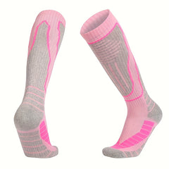 1pair Knee High Ski Socks Thickened Sports Sweat-absorbing Non-slip Warm Socks