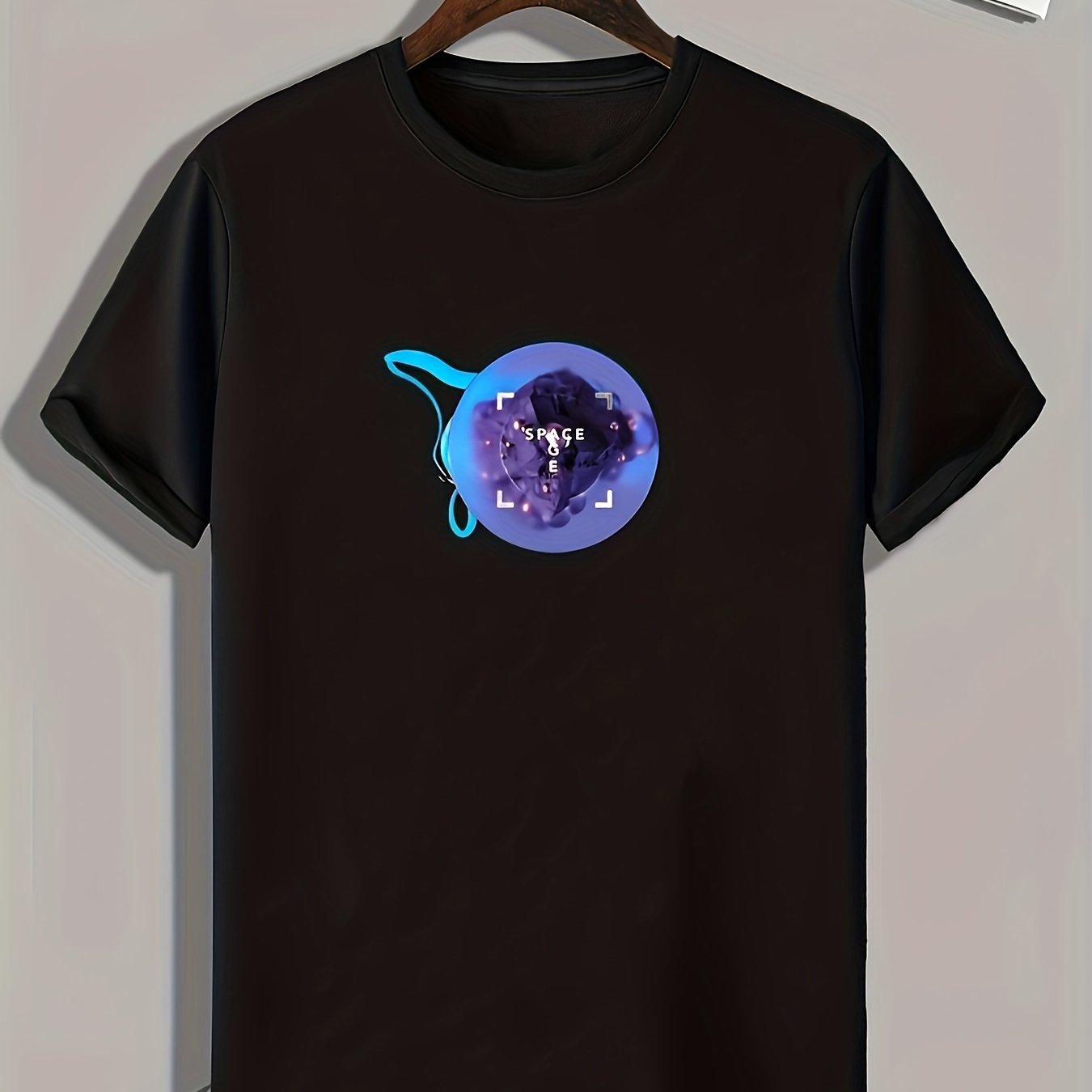 Space Age Print Men's Comfy T shirt Active Slightly Stretch Tee