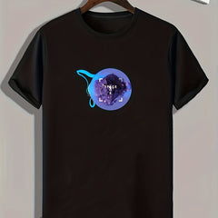 Space Age Print Men's Comfy T shirt Active Slightly Stretch Tee