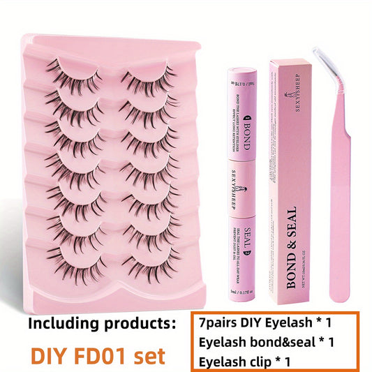 7 Pairs Natural Look 3D Faux Mink Cluster Lashes Set