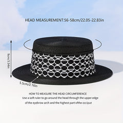 Vintage French Style Straw Jazz Hat Flat Top Fedora Cap Summer Travel Beach