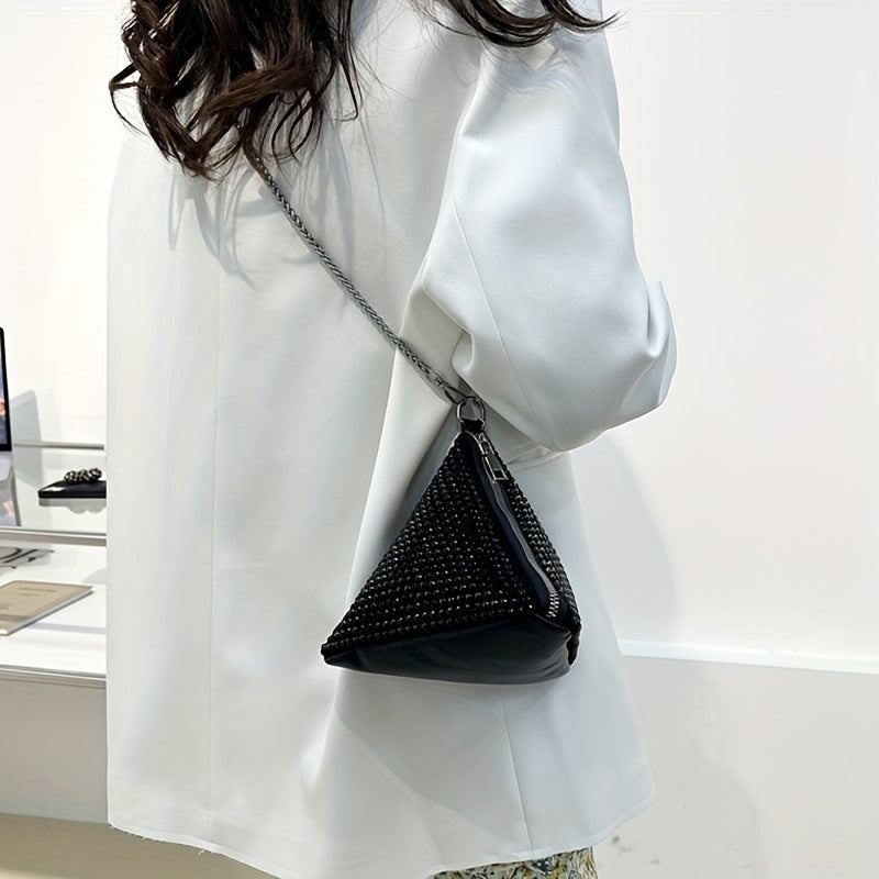 Glitter Rhinestone Crossbody Bag Mini Zongzi Shaped Handbag