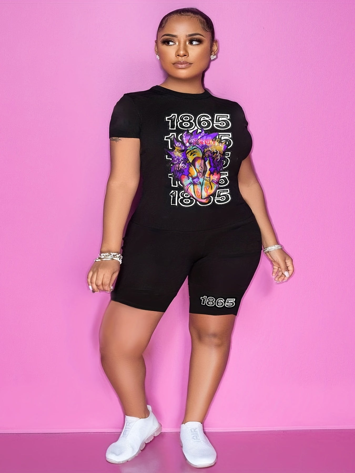 Figure Print Top & Shorts Set
