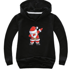 Dancing Santa Print Cotton Hoodie Girls Pullover Spring Fall Christmas