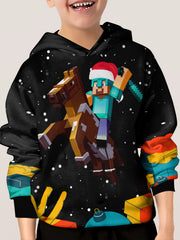 Christmas Cowboy Kid's Hoodie Unisex Pullover Long Sleeve Top