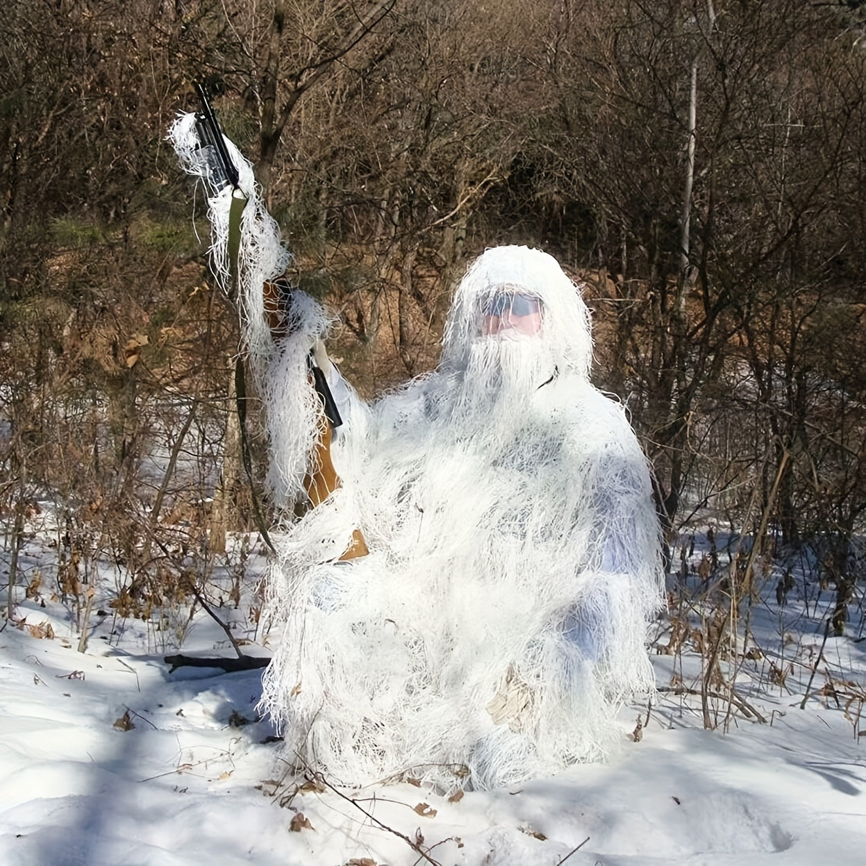 Men's Winter Camo Ghillie Suit Hooded Airsoft Gilly Suit