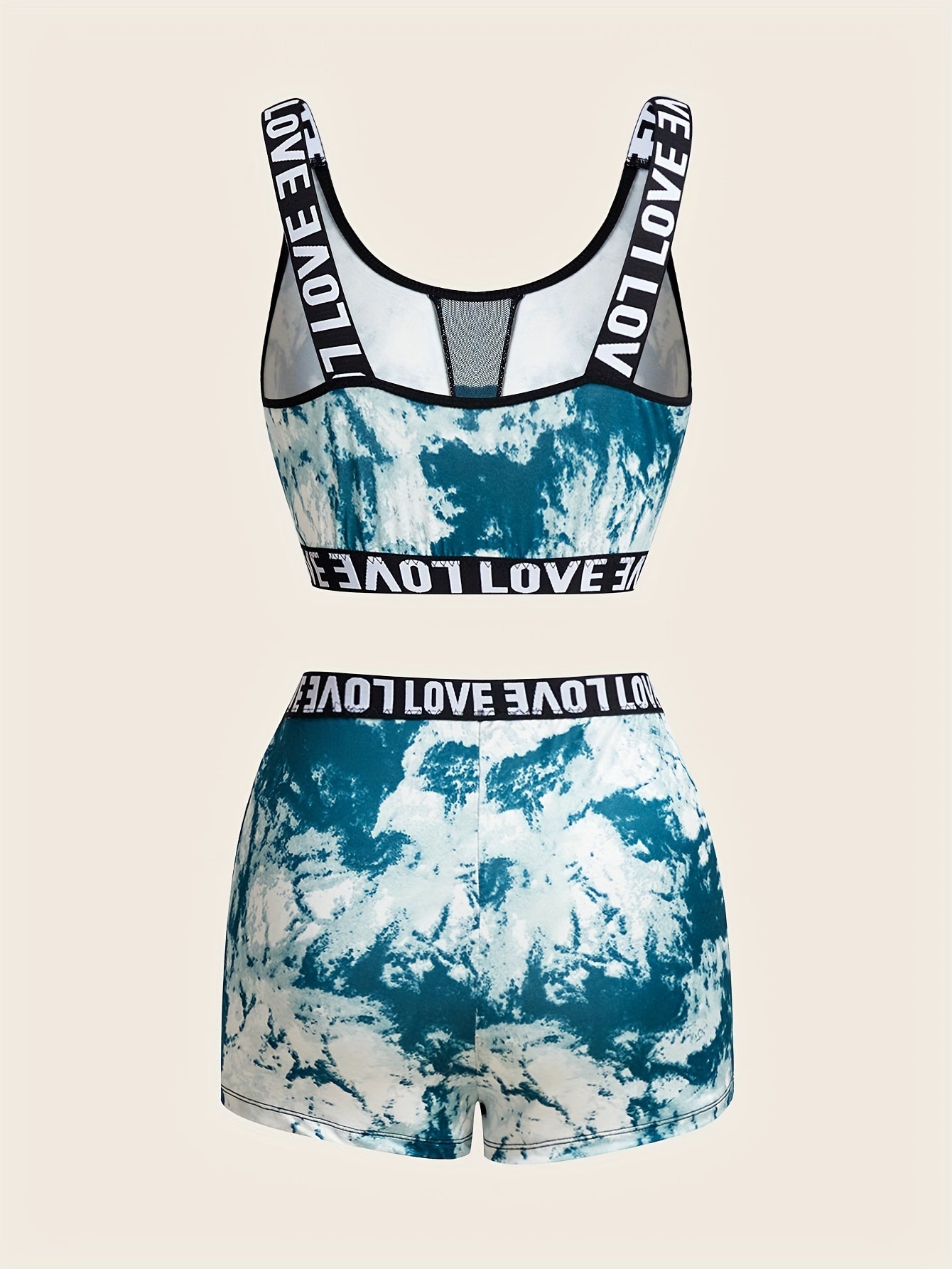 Letter Print Pajama Set Tank Top & Shorts Women's Sleepwear
