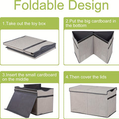 Extra Large Kids Toy Organizer Collapsible Grey Storage Bin