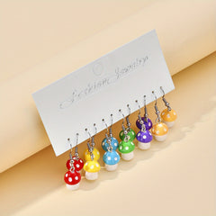 12pcs Small Mushroom Drop Earrings for Girls, Decorative Accessories Gift