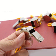 4pcs Metal Referees Whistles With Lanyard Stainless Steel Whistles