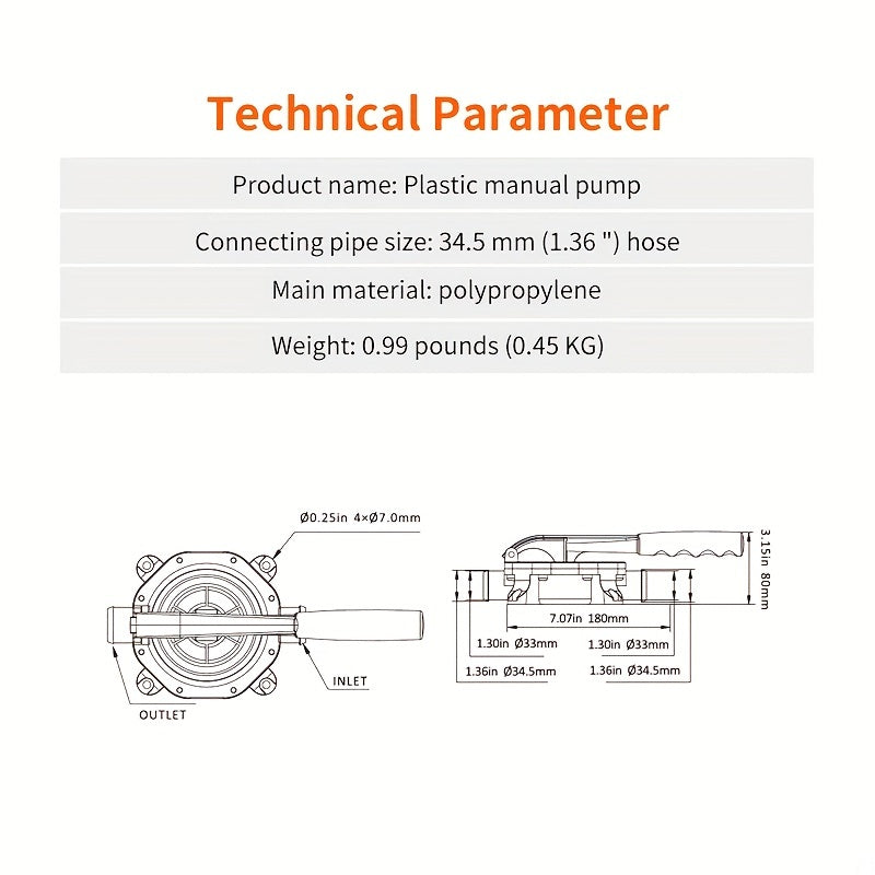 Diaphragm Type Manual Pump for Lifeboat Marine Waste Water Drainage