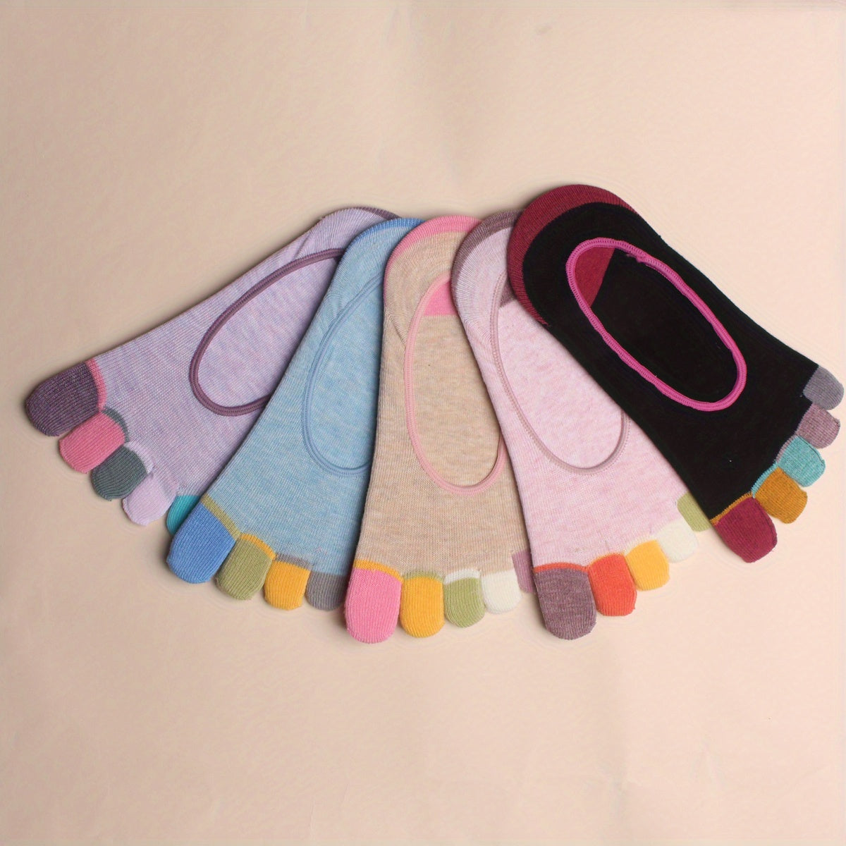 5 Pairs Colorful Toe Socks Yoga Sport Women's Stockings