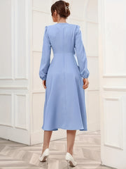 Surplice Neck Lantern Sleeve Party Dress