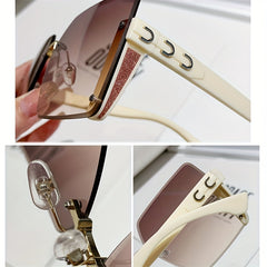 Square Rimless Sunglasses For Women Large Gradient UV400 Sun Shades