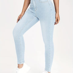 High Waist Skinny Jeans Slim Fit High Rise Slash Pockets Slight Stretch