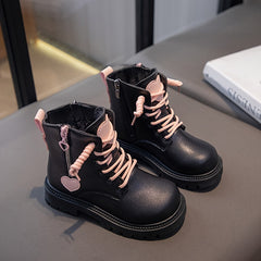 Heart Pattern Winter Boots for Girls Preppy Style Warm and Comfortable