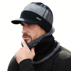 Winter Fishing Hat & Neck Gaiter Set Warm Knitted Hat With Velvet