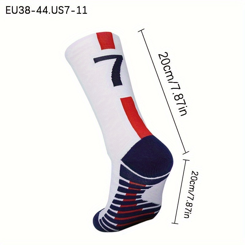 Men's Non-Slip Football Socks Thick Sweat-Absorbing Mid Calf Sports Socks