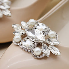 Crystal Shoe Buckles Women Faux Pearl Shoe Clips DIY Craft Decoration