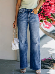 Women's Wide Leg Denim Pants with Pockets